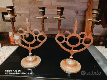 coppia di candelabri in ottone