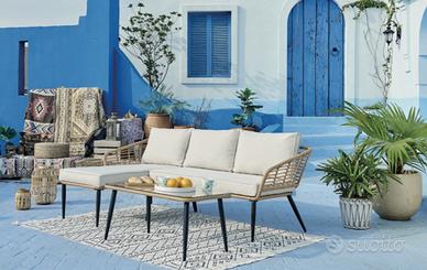 Set da giardino divano angolare con chaise longie