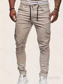 Pantaloni cargo beige in stile jeans