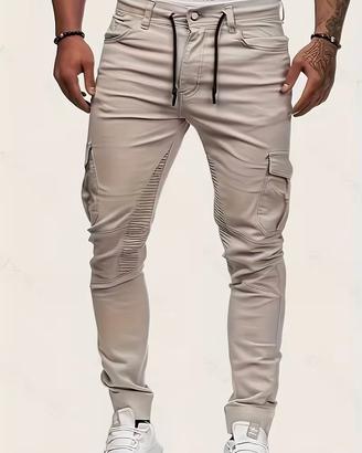 Pantaloni cargo beige in stile jeans