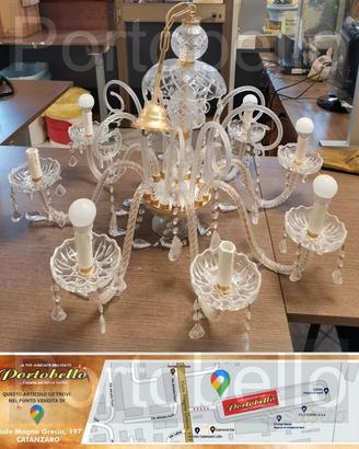 Codice: 272436 LAMPADARIO 8 LUCI IN VETRO DI MURA