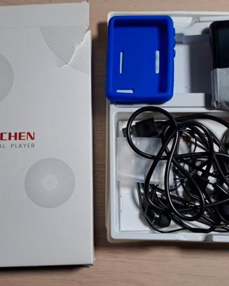Mp3 con schermo accompagnato con fili e cuffie 