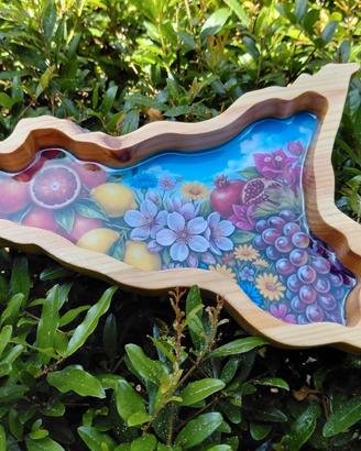 svuotatasche in legno decorato 