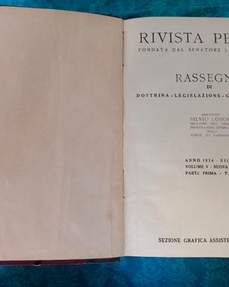 "Rivista Penale" 1934 Vol. V (Longhi) - Rara