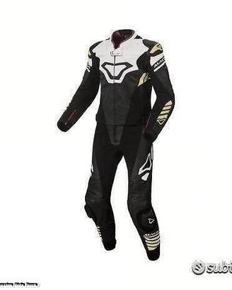 MACNA Tuta Moto Pelle Uomo TRACKTIX 2 pezzi Bianca