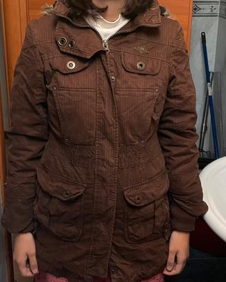 Parka da donna marrone con cappuccio