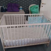 culla legno con materasso e accessori