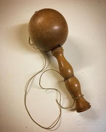 Antico gioco scultura bosso XIX sec boccia palla