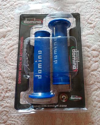 manopole domino blu per moto 