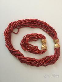 Collana e braccialetto in corallo rosso