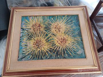 Quadro d’epoca materico - Soggetto floreale astrat