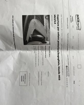 Copertura cofano posteriore/bagagliaio Mazda MX5