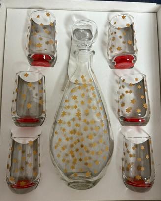 Set bottiglia e bicchieri da liquore natalizio