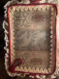 Vassoio in vetro Interno ricamato a mano #vintage