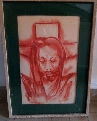 Quadro di Cristo , 30x45 cera su carta 1971