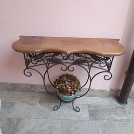 Consolle legno e ferro battuto