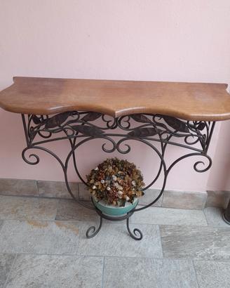 Consolle legno e ferro battuto