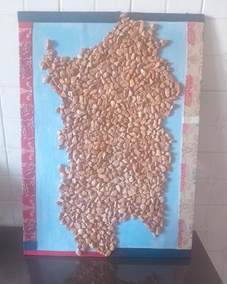 Quadro base legno ceramica fredda e tessuto 
