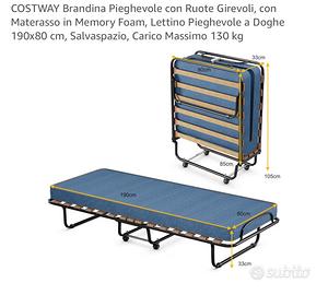 Brandina Pieghevole con Ruote Girevoli NUOVO