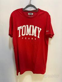 Tommy Jeans t-shirt rossa logo bianco M uomo