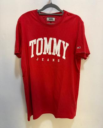 Tommy Jeans t-shirt rossa logo bianco M uomo