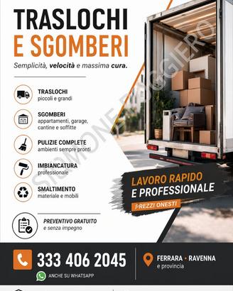 Sgombero gratis traslochi trasporti Ferrara e prov