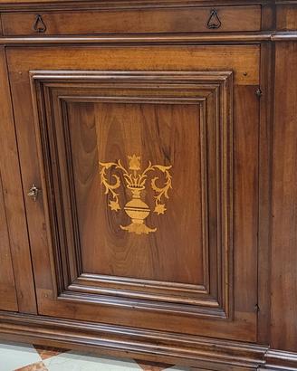 credenza in noce  intarsiata 
