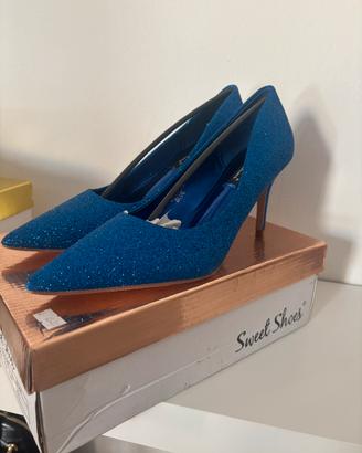 Decollete scarpe donna eleganti blu