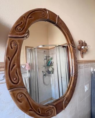 Specchio e luci bagno in ceramica fatto a mano