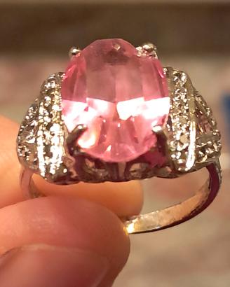 Anello vintage con pietra rosa argento 925