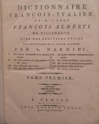 Libri Antichi 1804 Dizionario Francese Italiano  