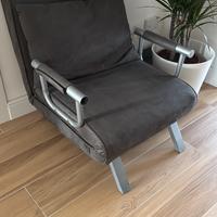 Poltrona letto 2 in 1 schienale inclinabile grigio