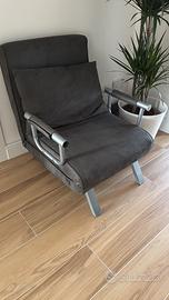 Poltrona letto 2 in 1 schienale inclinabile grigio