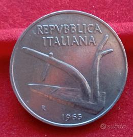 Raro 10 lire 1965 SPL/Fdc Repubblica Italiana