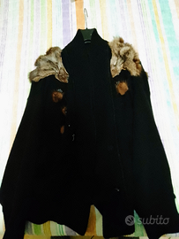 Giacca lana con riporti in visone taglia 48-50