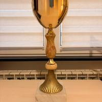Trofeo Vintage in Metallo Dorato e Marmo/Onice