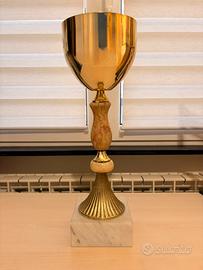 Trofeo Vintage in Metallo Dorato e Marmo/Onice