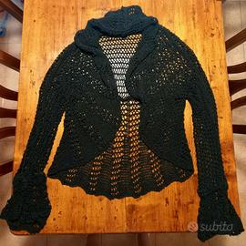 Cardigan nero a rete