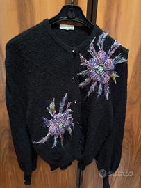 Cardigan a maglia Versace floreale da donna nero L