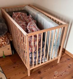 Lettino faggio massiccio con materasso 60x120