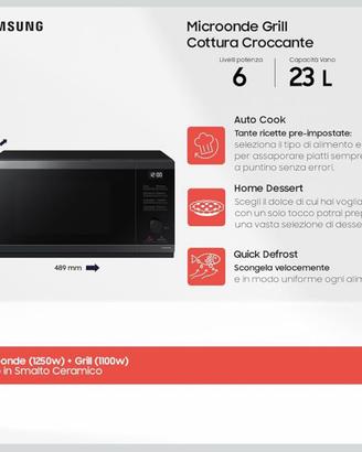 Microonde Samsung Grill Cottura Croccante