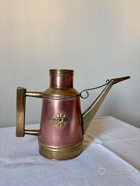Brocca oliera in rame e ottone vintage artigianale