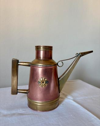 Brocca oliera in rame e ottone vintage artigianale
