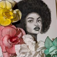 Quadro modena in acrilico e fiori 3D