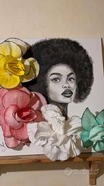 Quadro modena in acrilico e fiori 3D