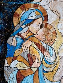 Madonna col bambino. Dipinto su tela pezzo unico