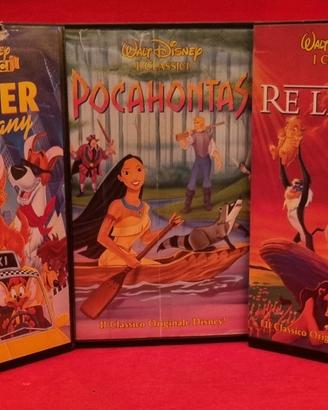 3 vhs Disney:  Pocahontas, Re Leone, Oliver & C.