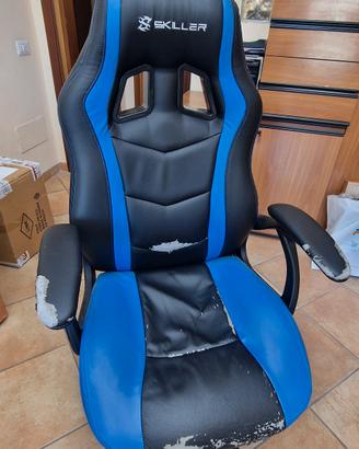 Sedia da Gaming Regolabile in Atezza con Ruote