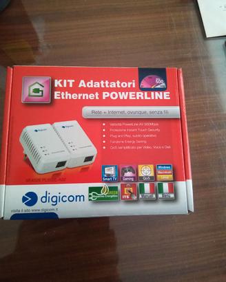 Kit adattatori Ethernet Powerline 500 Mbps