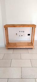 Consolle in legno con ripiano 110x39x93 cm